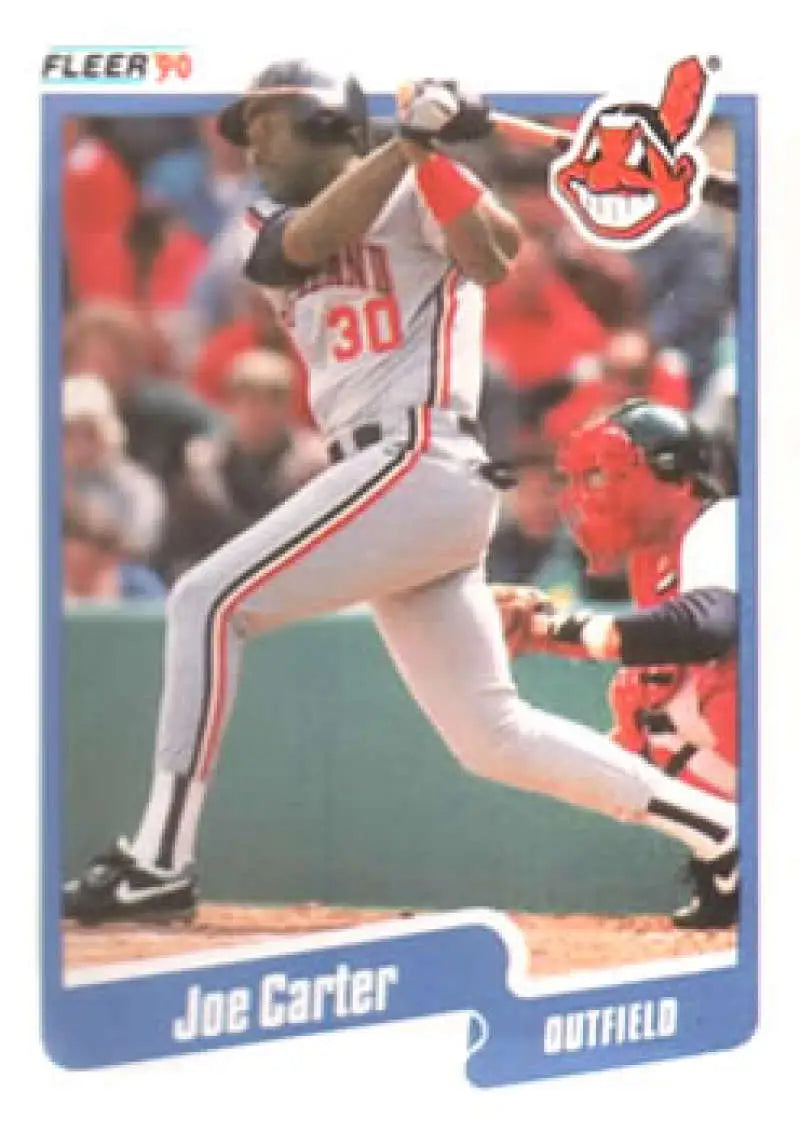 1990 Fleer #489 Joe Carter NM-MT Cleveland Indians Baseball Card - Baseball Card Single