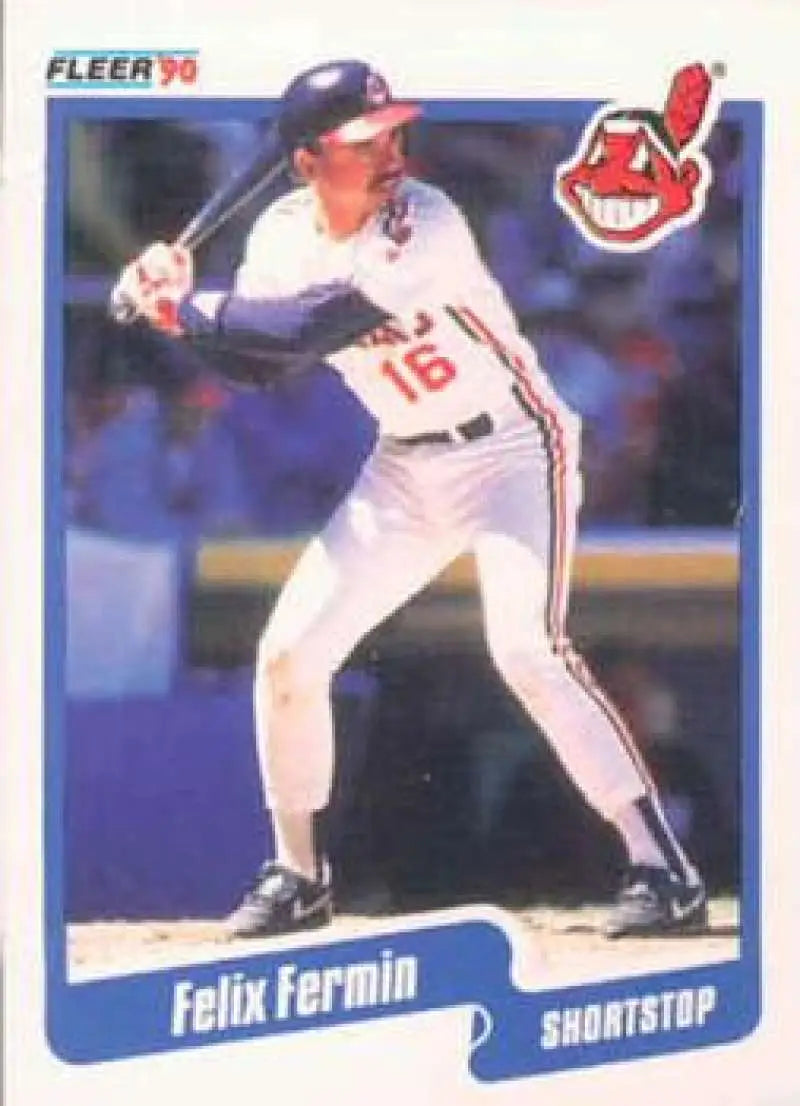 1990 Fleer #492 Felix Fermin NM-MT Cleveland Indians Baseball Card - Baseball Card Single