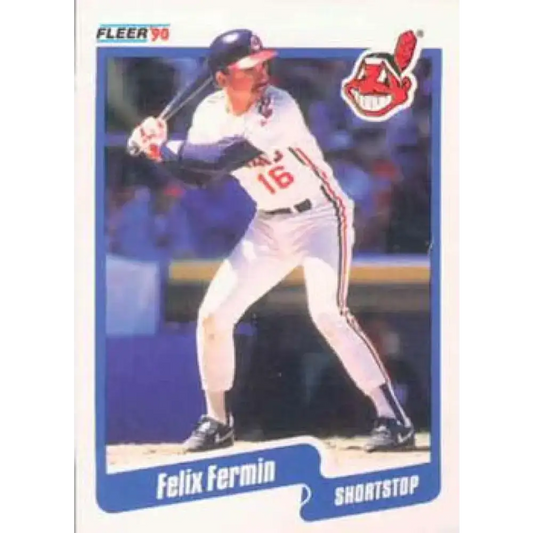 1990 Fleer #492 Felix Fermin NM-MT Cleveland Indians Baseball Card - Baseball Card Single