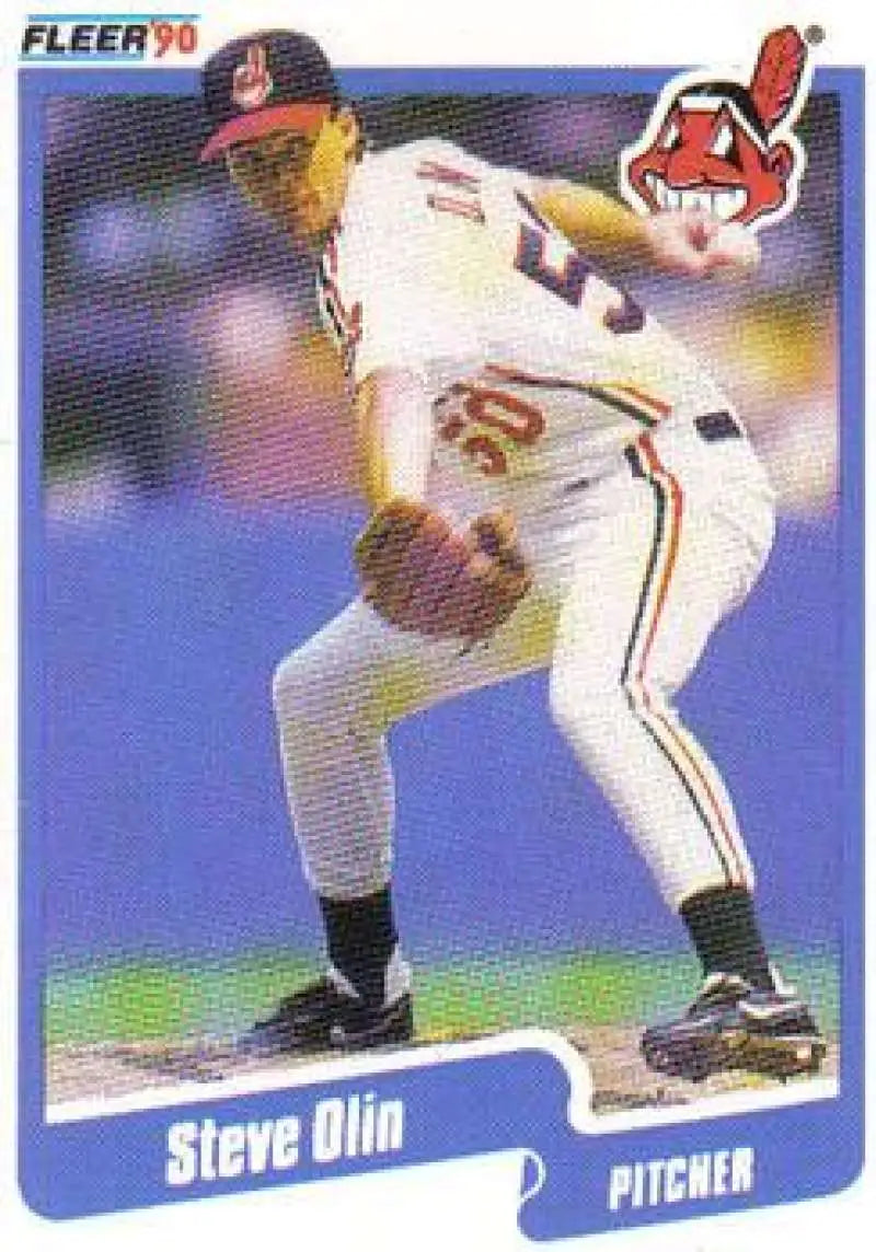 1990 Fleer #499 Steve Olin NM-MT RC Rookie Cleveland Indians Baseball Card - Baseball Card Single