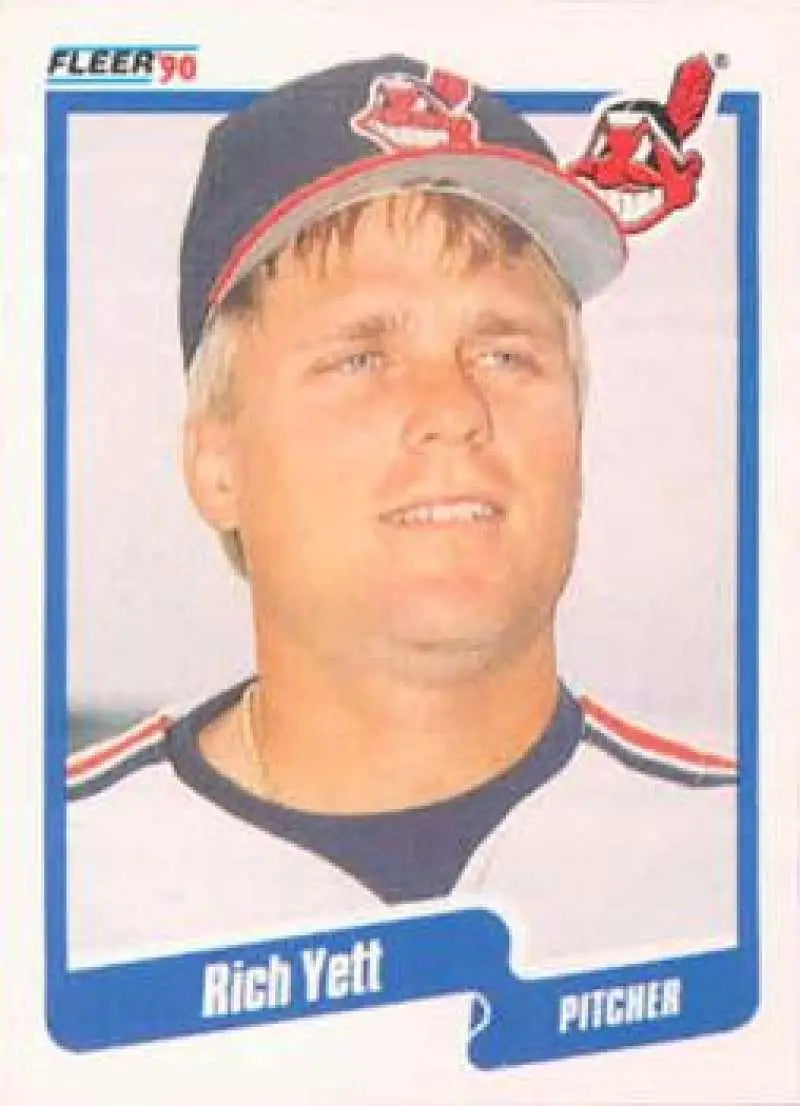 1990 Fleer #504 Rich Yett NM-MT Cleveland Indians Baseball Card - Baseball Card Single