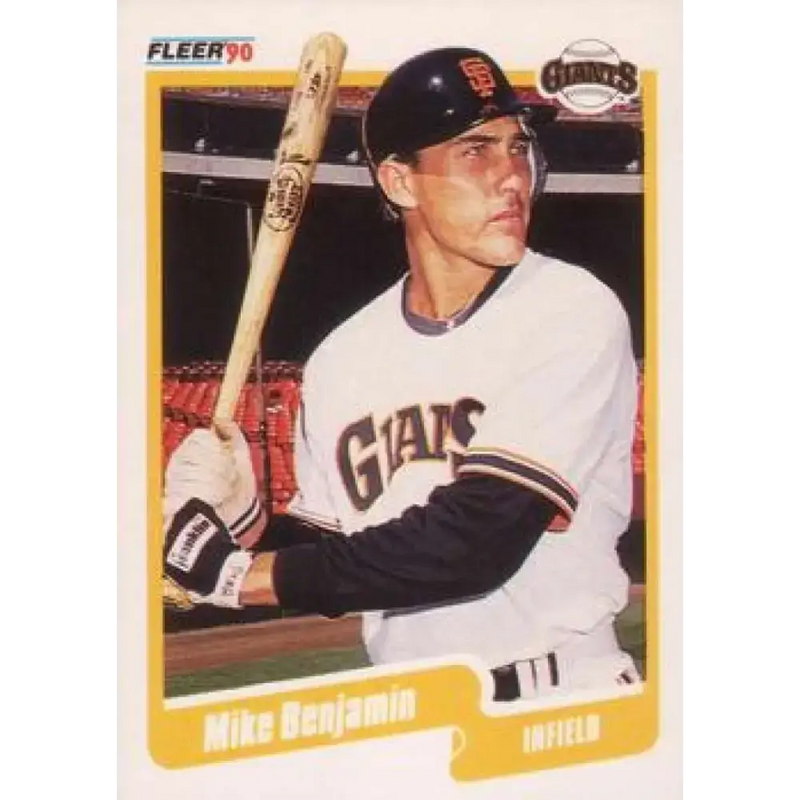 1990 Fleer #51 Mike Benjamin NM-MT RC Rookie San Francisco Giants Baseball Card - Baseball Card Single