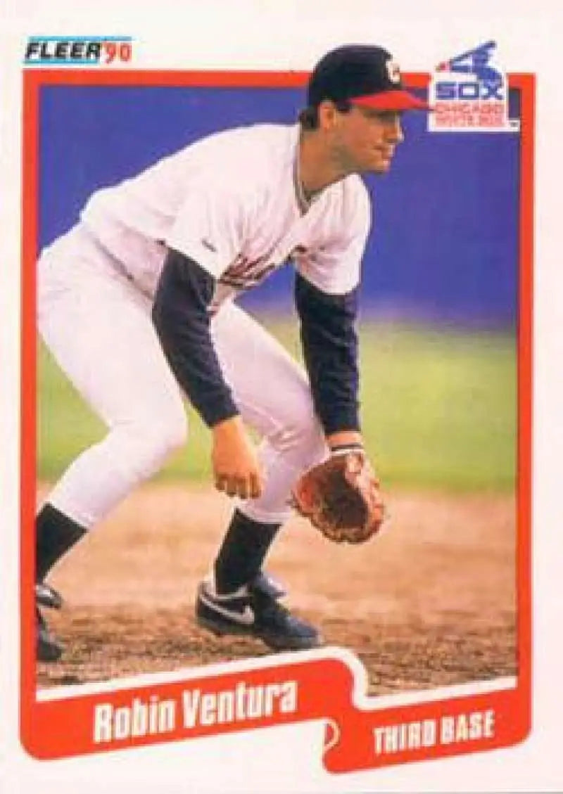 1990 Fleer #550 Robin Ventura NM-MT Chicago White Sox Baseball Card - Baseball Card Single