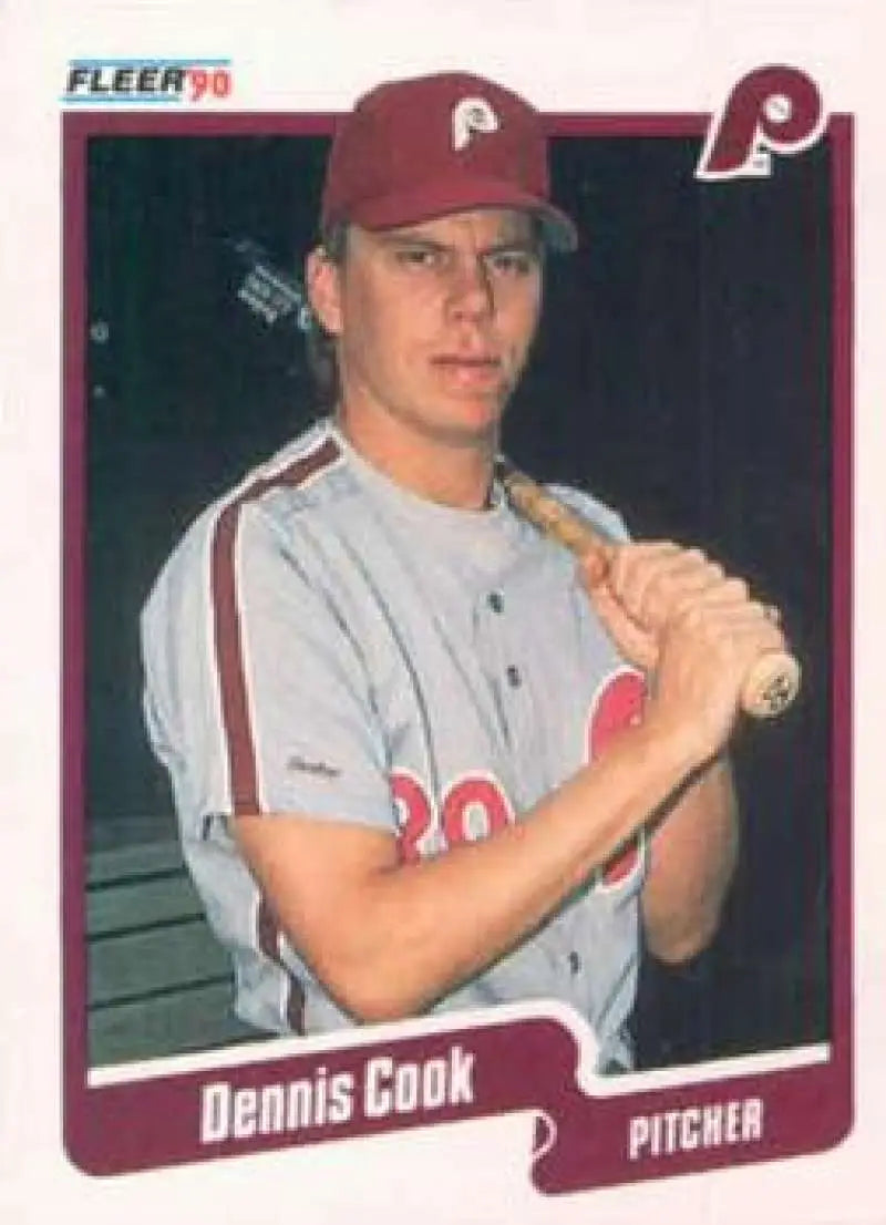 1990 Fleer #554 Dennis Cook NM-MT Philadelphia Phillies Baseball Card - Baseball Card Single