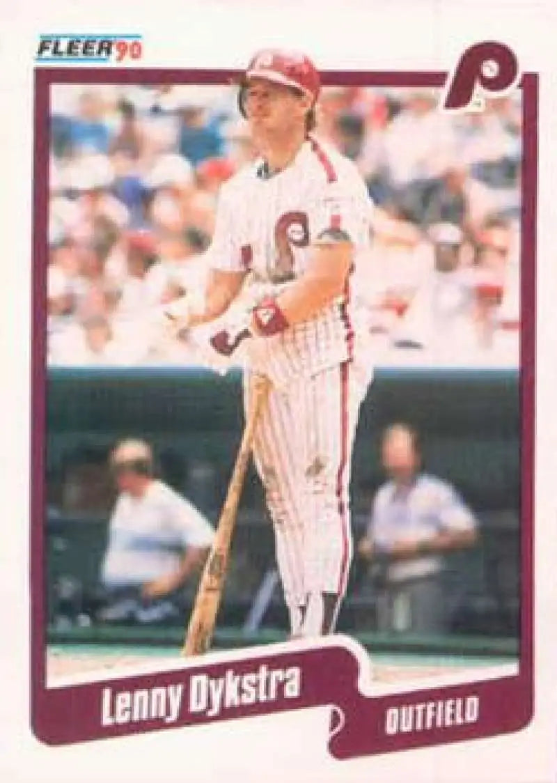 1990 Fleer #556 Lenny Dykstra NM-MT Philadelphia Phillies Baseball Card - Baseball Card Single