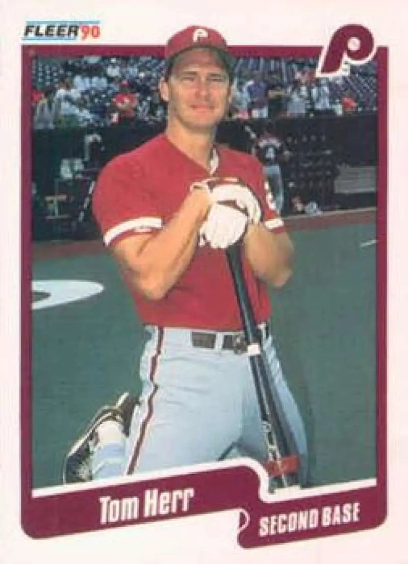 1990 Fleer #560 Tom Herr NM-MT Philadelphia Phillies Baseball Card - Baseball Card Single