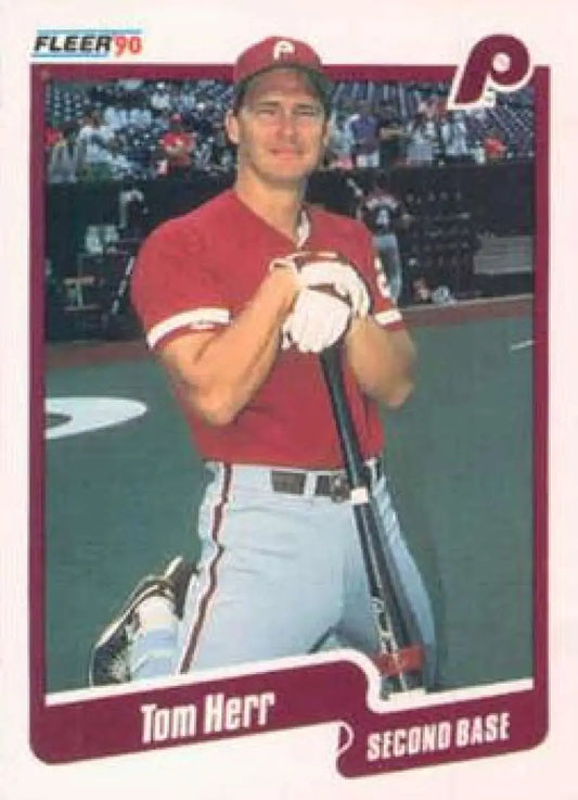 1990 Fleer #560 Tom Herr NM-MT Philadelphia Phillies Baseball Card