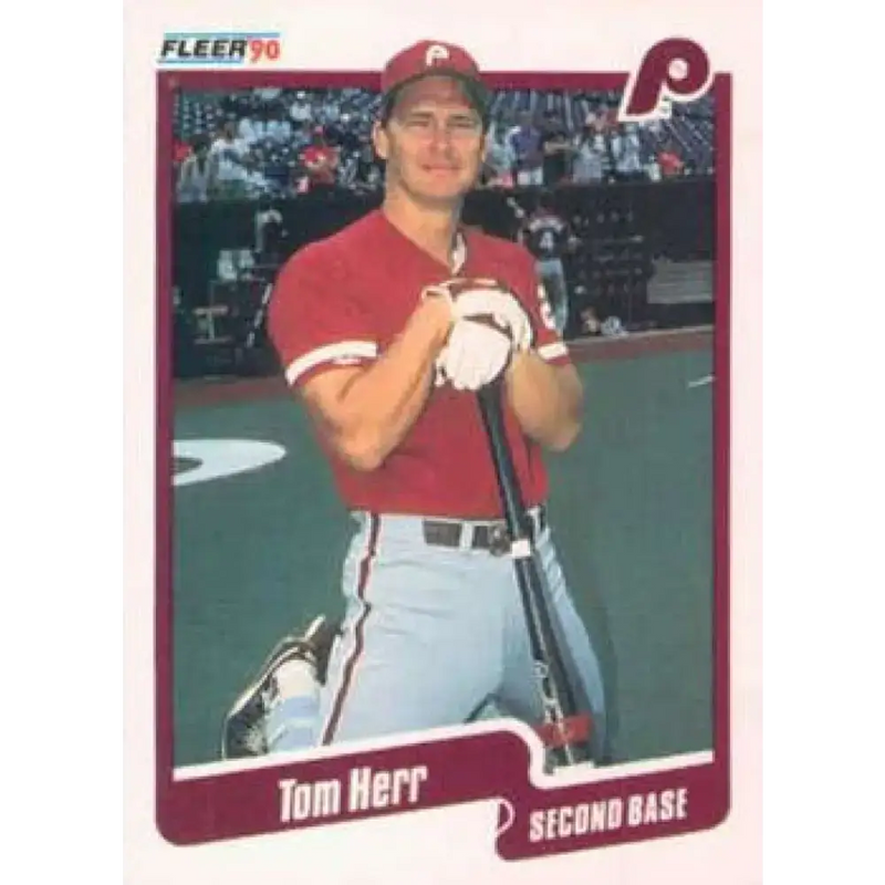 1990 Fleer #560 Tom Herr NM-MT Philadelphia Phillies Baseball Card - Baseball Card Single