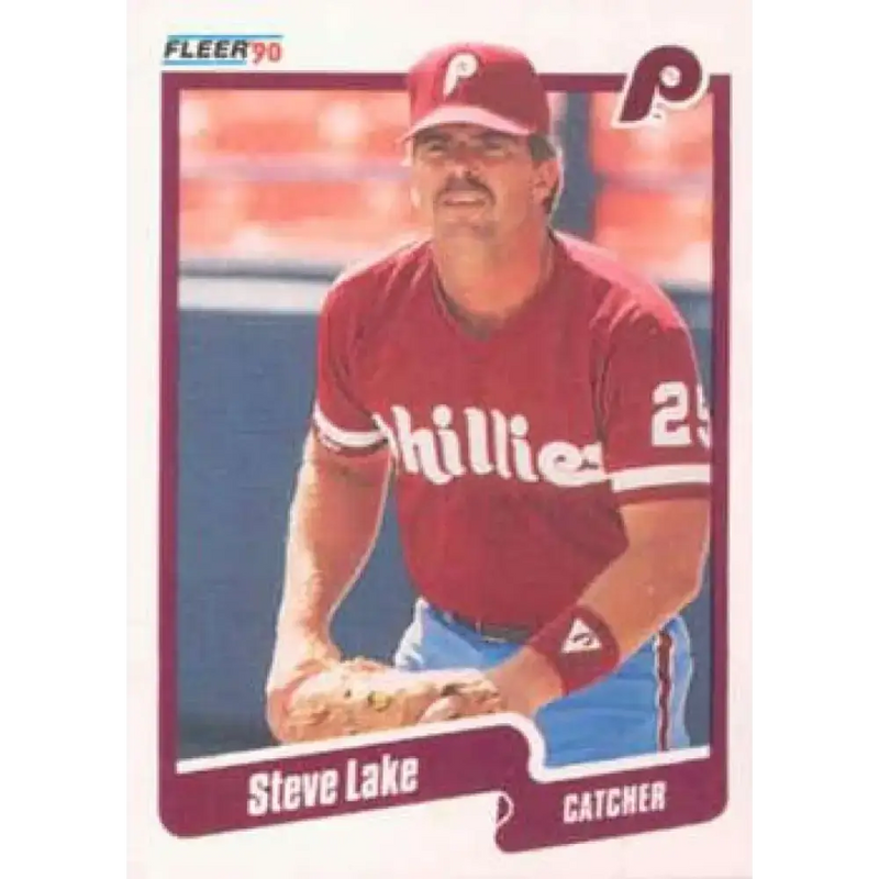 1990 Fleer #566 Steve Lake NM-MT Philadelphia Phillies Baseball Card - Baseball Card Single