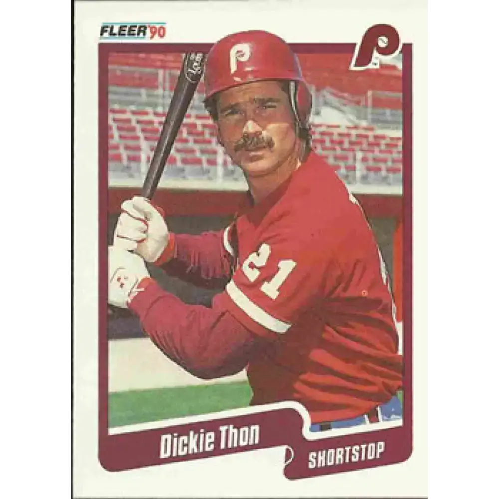 1990 Fleer #573 Dickie Thon NM-MT Philadelphia Phillies Baseball Card - Baseball Card Single