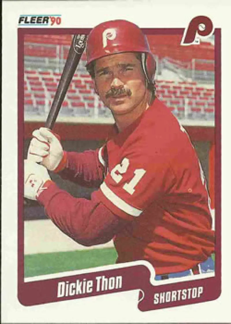 1990 Fleer #573 Dickie Thon NM-MT Philadelphia Phillies Baseball Card - Baseball Card Single