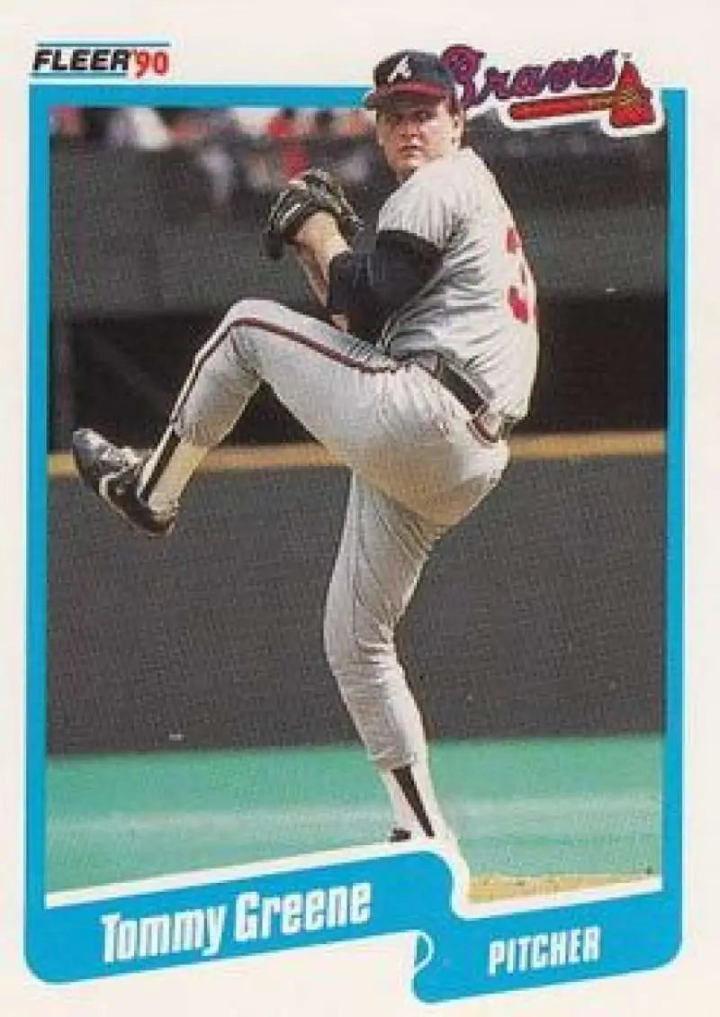 1990 Fleer #584 Tommy Greene NM-MT RC Rookie Atlanta Braves Baseball Card - Baseball Card Single