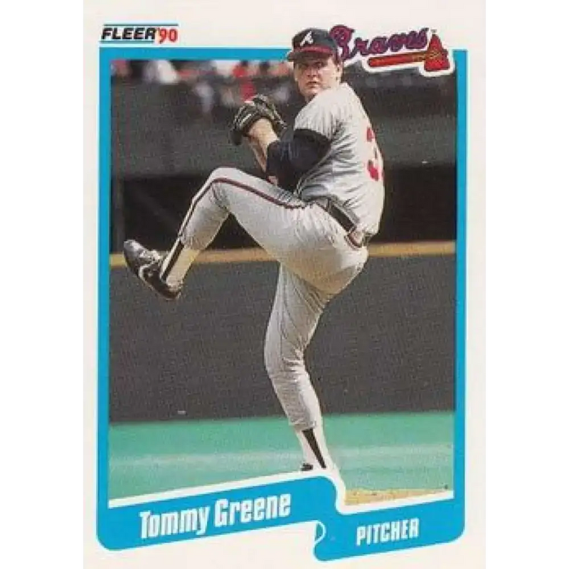1990 Fleer #584 Tommy Greene NM-MT RC Rookie Atlanta Braves Baseball Card - Baseball Card Single