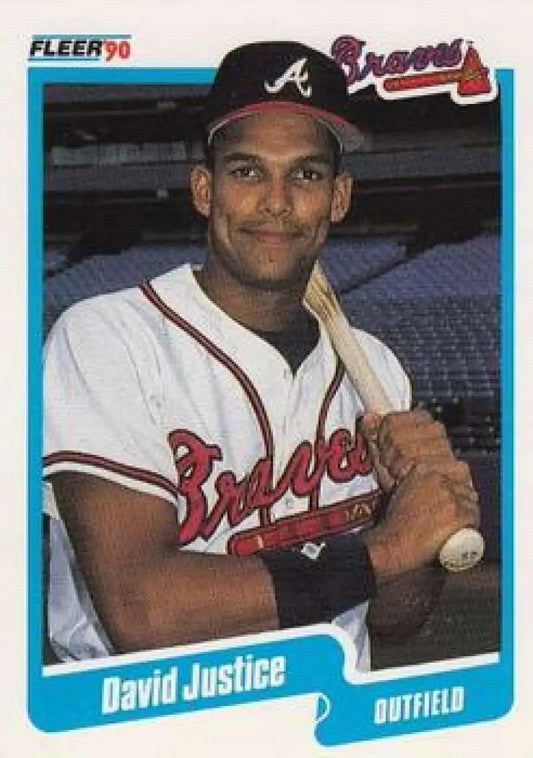 1990 Fleer #586 David Justice NM-MT RC Rookie Atlanta Braves Baseball Card