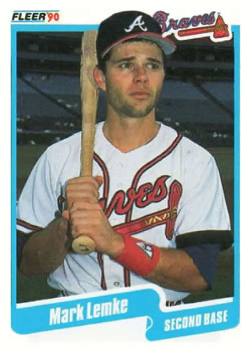 1990 Fleer #587 Mark Lemke NM-MT Atlanta Braves Baseball Card - Baseball Card Single