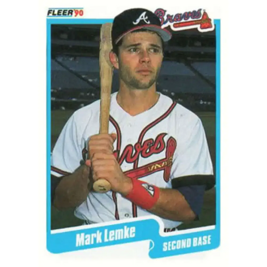 1990 Fleer #587 Mark Lemke NM-MT Atlanta Braves Baseball Card - Baseball Card Single