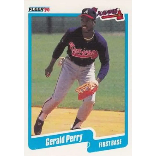 1990 Fleer #592 Gerald Perry NM-MT Atlanta Braves Baseball Card - Baseball Card Single