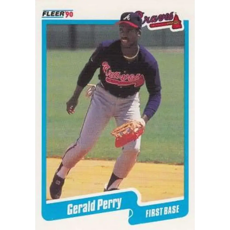 1990 Fleer #592 Gerald Perry NM-MT Atlanta Braves Baseball Card - Baseball Card Single