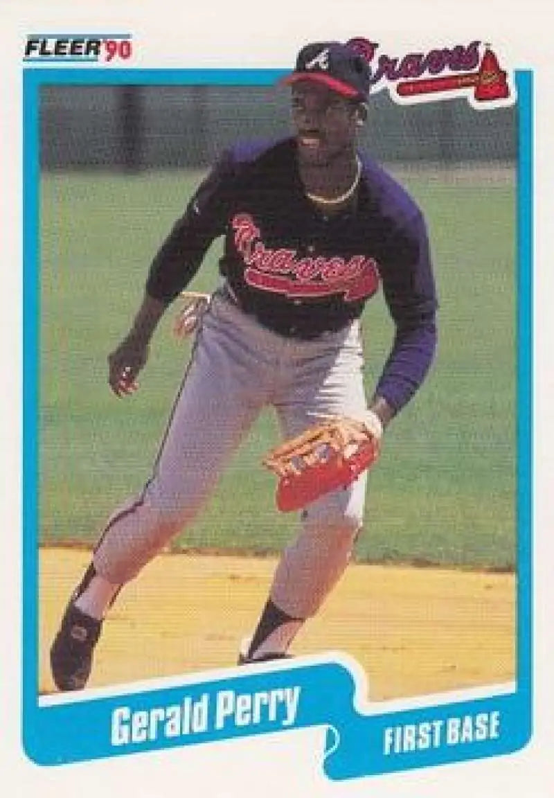 1990 Fleer #592 Gerald Perry NM-MT Atlanta Braves Baseball Card - Baseball Card Single