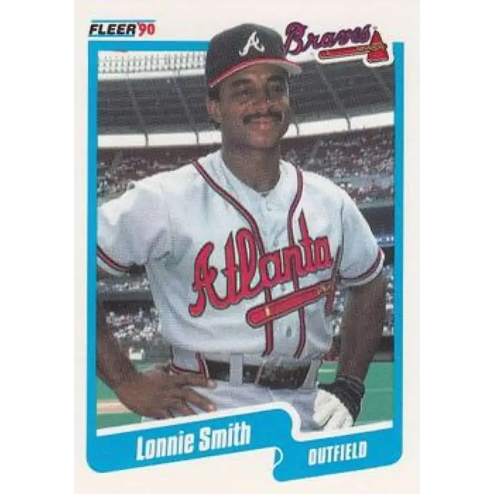 1990 Fleer #593 Lonnie Smith NM-MT Atlanta Braves Baseball Card - Baseball Card Single