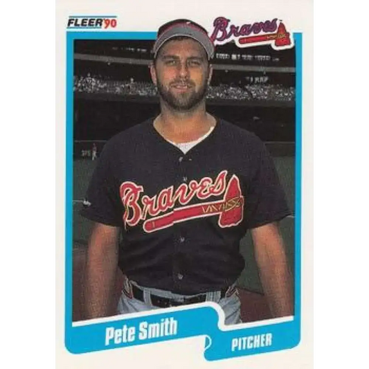 1990 Fleer #594 Pete Smith NM-MT Atlanta Braves Baseball Card - Baseball Card Single