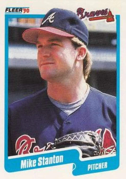 1990 Fleer #596 Mike Stanton NM-MT RC Rookie Atlanta Braves Baseball Card - Baseball Card Single