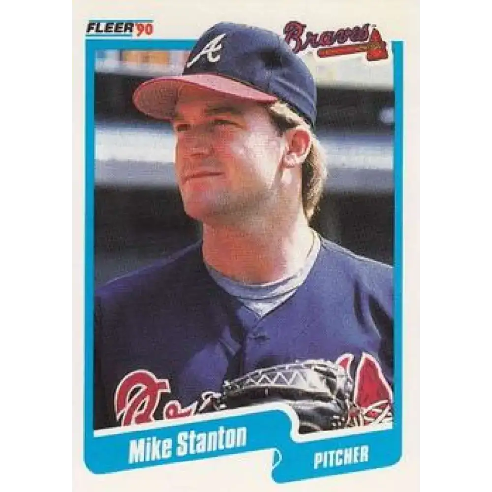 1990 Fleer #596 Mike Stanton UER NM-MT RC Rookie Atlanta Braves Baseball Card - Baseball Card Single