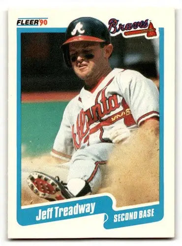 Original gloss Jeff Treadway Atlanta baseball card from 1990 Fleer Treadway Atlanta Braves
