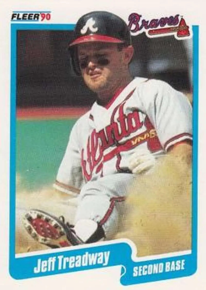 1990 Fleer #598 Jeff Treadway NM-MT Atlanta Braves Baseball Card - Baseball Card Single