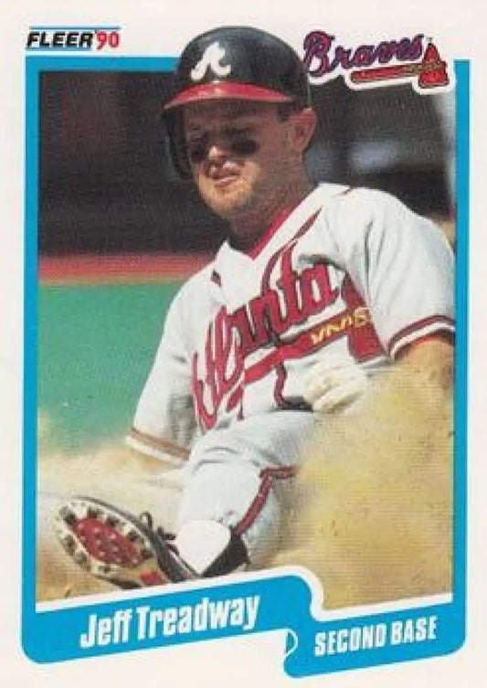 1990 Fleer #598 Jeff Treadway NM-MT Atlanta Braves Baseball Card - Baseball Card Single