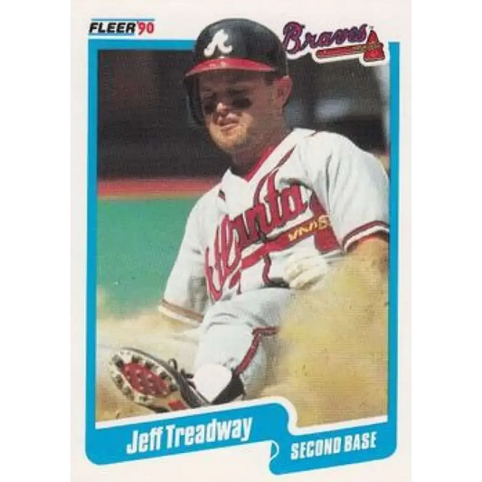1990 Fleer #598 Jeff Treadway NM-MT Atlanta Braves Baseball Card - Baseball Card Single