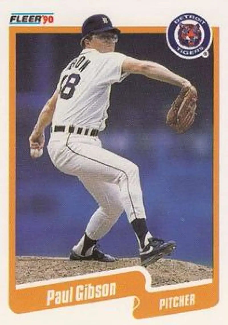 1990 Fleer #602 Paul Gibson NM-MT Detroit Tigers Baseball Card - Baseball Card Single