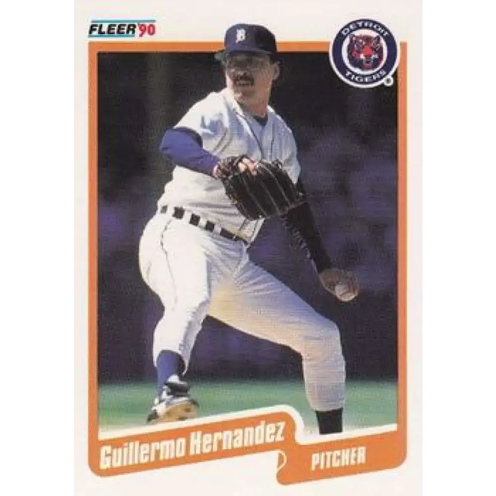 1990 Fleer #605 Guillermo Hernandez NM-MT Detroit Tigers Baseball Card - Baseball Card Single