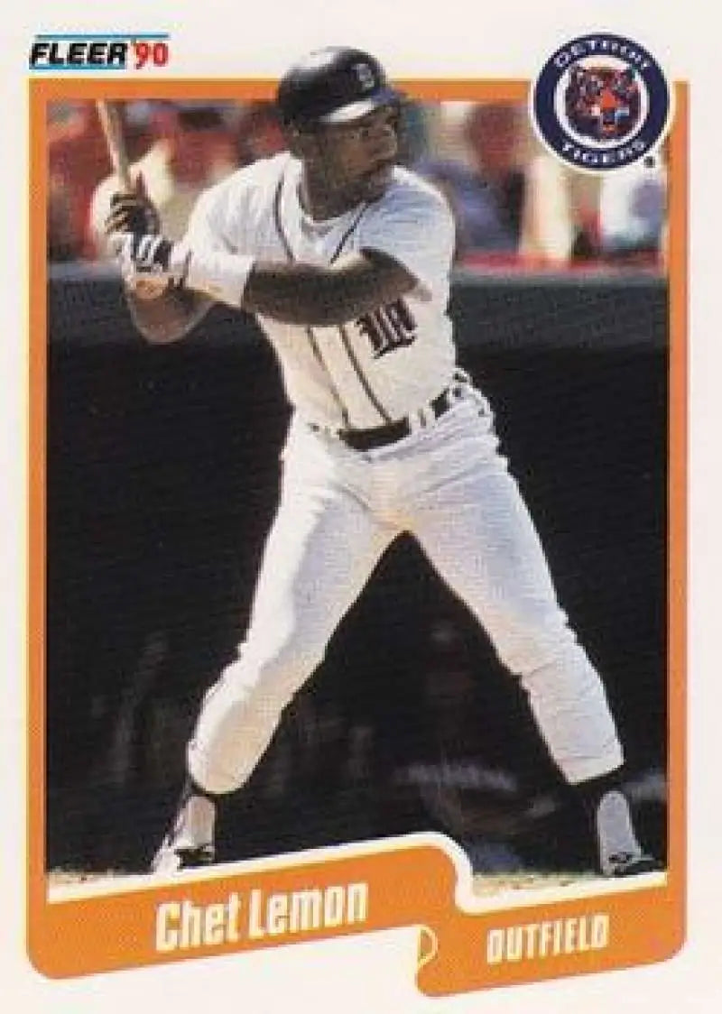 1990 Fleer #608 Chet Lemon NM-MT Detroit Tigers Baseball Card - Baseball Card Single