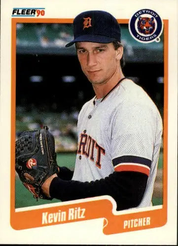 Original gloss Kevin Ritz baseball card from 1990 Fleer #613 featuring Kevin Ritz and Tigers