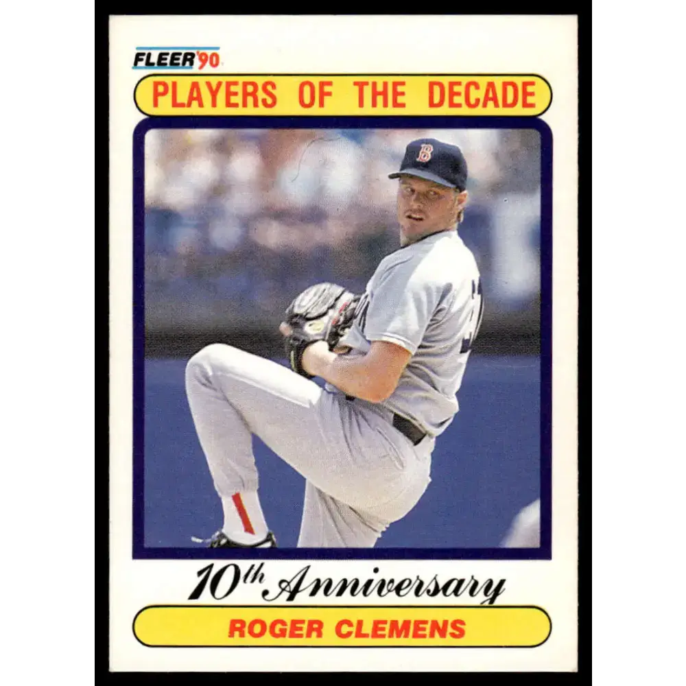 1990 Fleer #627 Roger Clemens EX/NM Boston Red Sox Baseball Card - Baseball Card Single