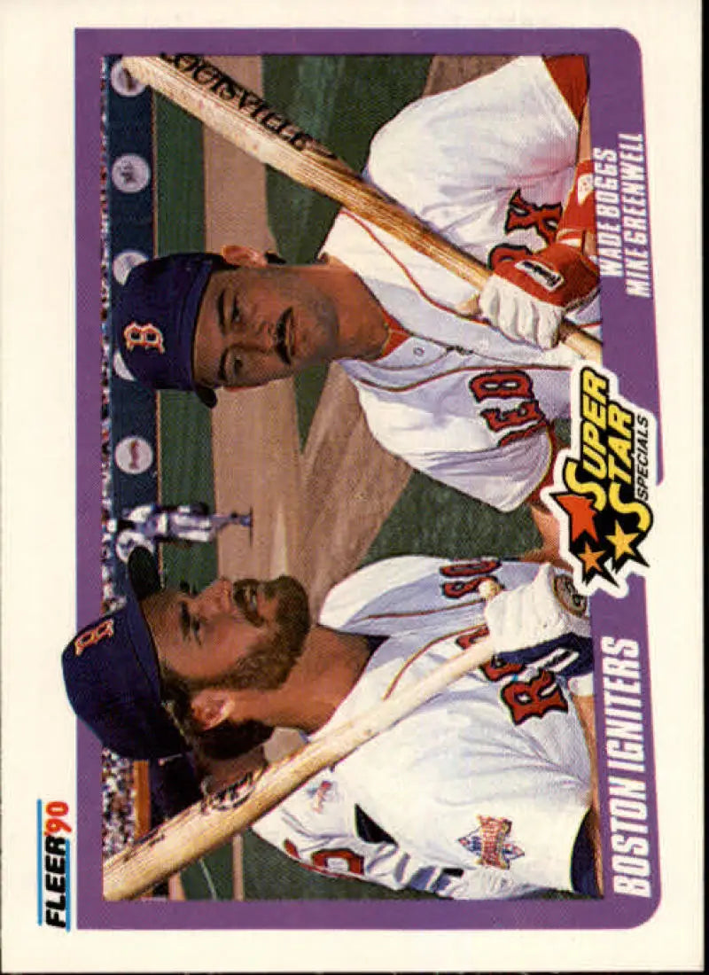 1990 Fleer #632 Wade Boggs/Mike Greenwell NM-MT Boston Red Sox Baseball Card - Baseball Card Single
