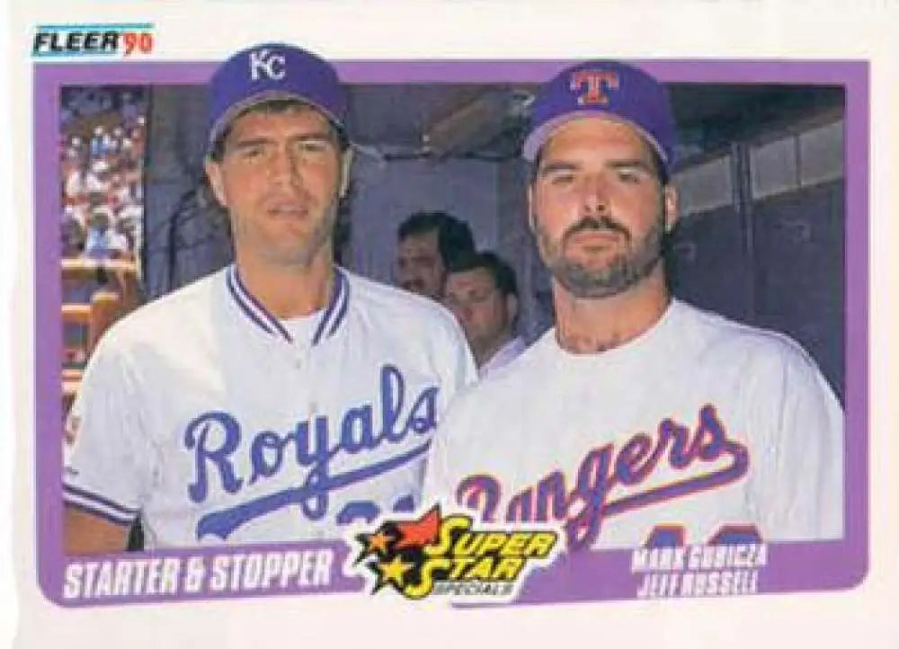 1990 Fleer #633 Mark Gubicza/Jeff Russell NM-MT Kansas City Royals/Texas Rangers Baseball Card - Baseball Card Single