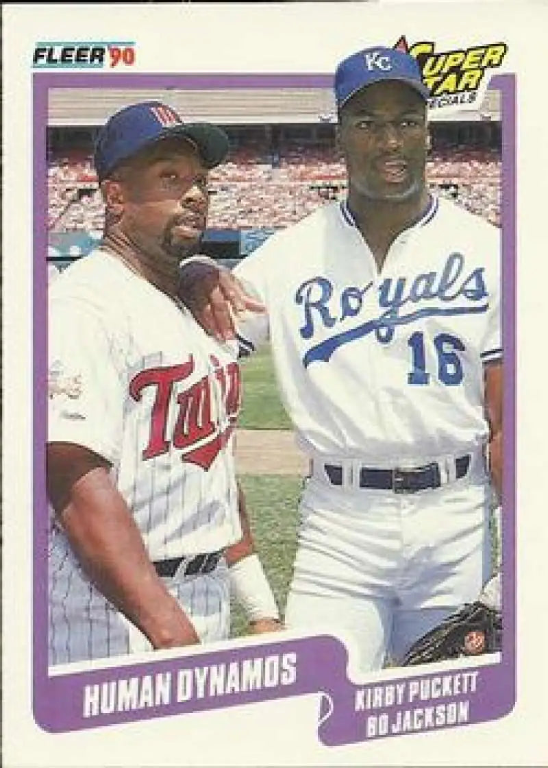 1990 Fleer #635 Kirby Puckett/Bo Jackson NM-MT Minnesota Twins/Kansas City Royals Baseball Card - Baseball Card Single