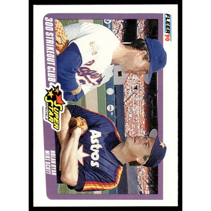 1990 Fleer #636 Nolan Ryan / Mike Scott SSS EX/NM Rangers / Astros Baseball Card