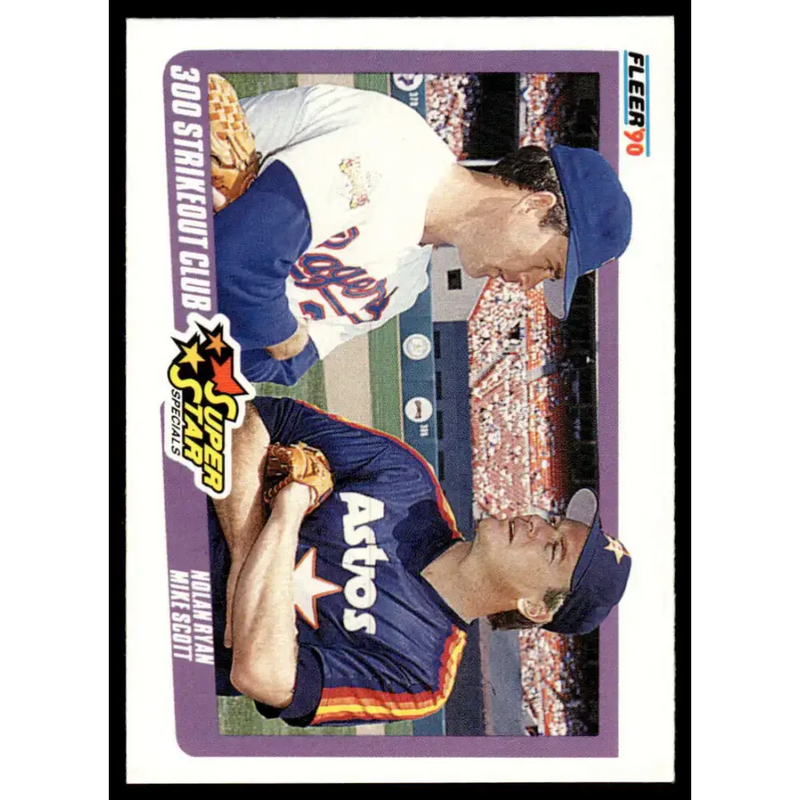 1990 Fleer #636 Nolan Ryan / Mike Scott SSS EX/NM Rangers / Astros Baseball Card - Baseball Card Single