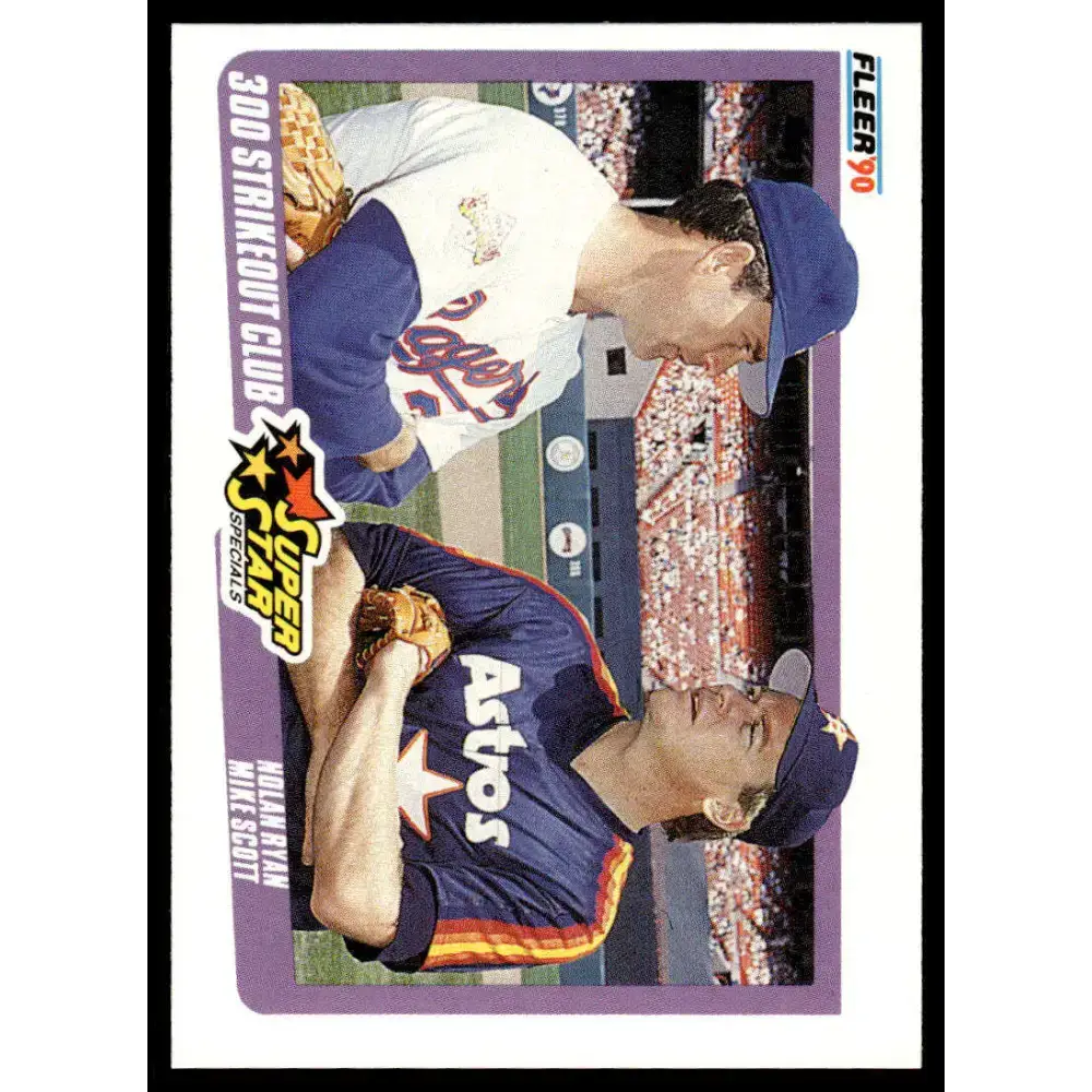 1990 Fleer #636 Nolan Ryan / Mike Scott SSS EX/NM Rangers / Astros Baseball Card