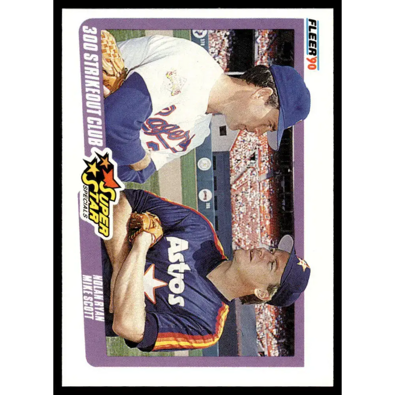 1990 Fleer #636 Nolan Ryan / Mike Scott SSS EX/NM Rangers / Astros Baseball Card - Baseball Card Single