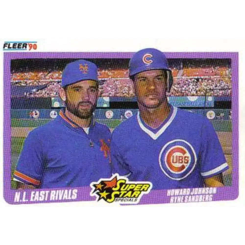 1990 Fleer #639 Howard Johnson/Ryne Sandberg N.L. East Rivals NM-MT New York Mets/Chicago Cubs Baseball Card - Baseball