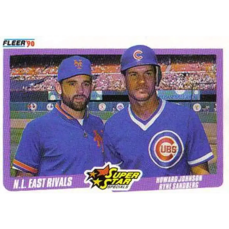 1990 Fleer #639 Howard Johnson/Ryne Sandberg N.L. East Rivals NM-MT New York Mets/Chicago Cubs Baseball Card - Baseball