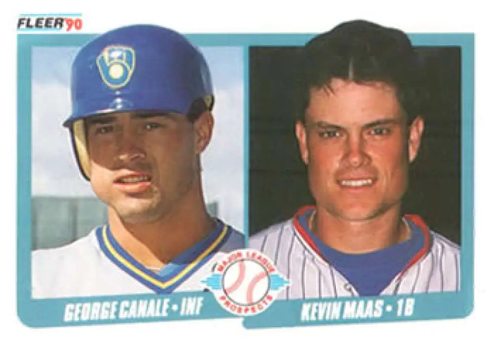 1990 Fleer #641 George Canale/Kevin Maas NM-MT RC Rookie Milwaukee Brewers/New York Yankees Baseball Card - Baseball