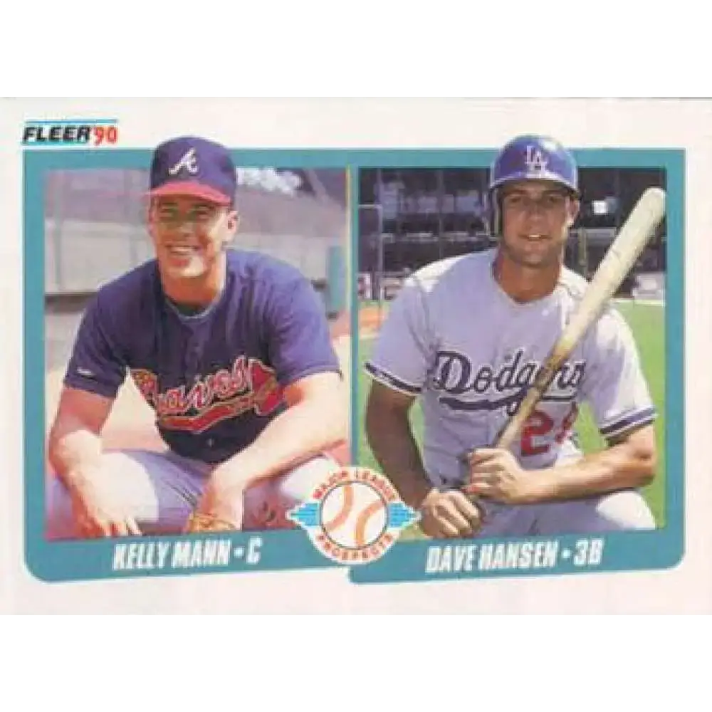 1990 Fleer #642 Kelly Mann/Dave Hansen NM-MT RC Rookie Atlanta Braves/Los Angeles Dodgers Baseball Card - Baseball Card