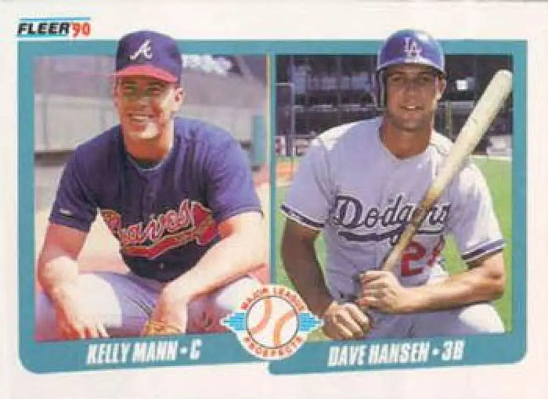 1990 Fleer #642 Kelly Mann/Dave Hansen NM-MT RC Rookie Atlanta Braves/Los Angeles Dodgers Baseball Card