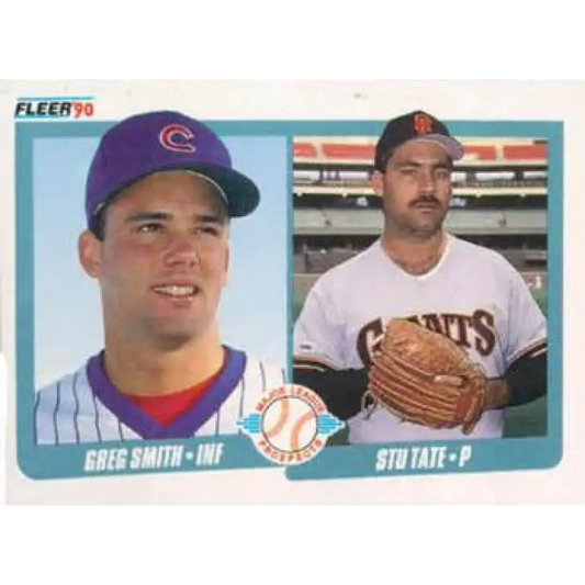 1990 Fleer #643 Greg Smith/Stu Tate NM-MT RC Rookie Chicago Cubs/San Francisco Giants Baseball Card - Baseball Card
