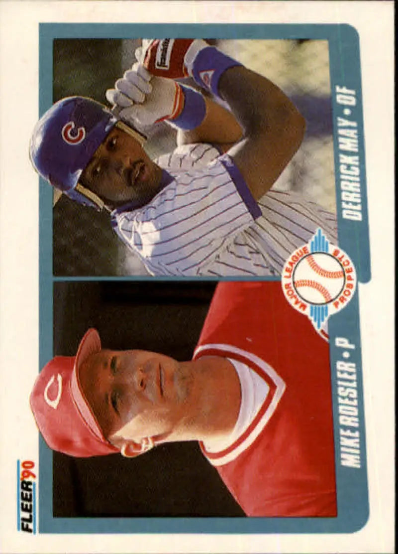 1990 Fleer #645 Mike Roesler/Derrick May NM-MT RC Rookie Cincinnati Reds/Chicago Cubs Baseball Card - Baseball Card